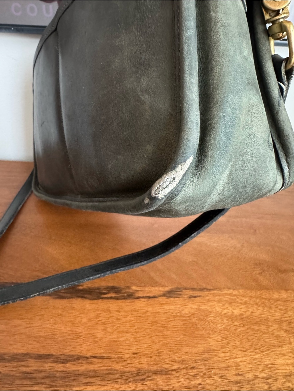 COACH vintage 80’s companion shoulder bag, made in USA, hunter green leather - Picture 11 of 16